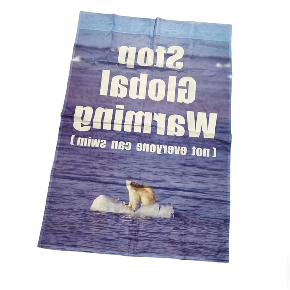 Polar Bear Weatherproof  Stop Global Warming(not everyone can swim) Garden Flag - Picture 2 of 9
